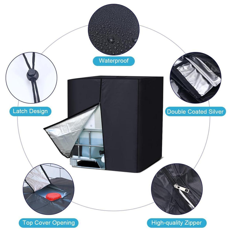 1000L 275 Gallon 420D IBC Tote Water Tank Cover Sunshade Waterproof Protective Cover IBC Tote Covers - Magdasmall