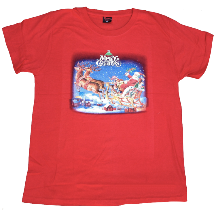 100% Cotton Adult Christmas T Shirt Xmas Top Santa Red White Party Costume - Red - S - Magdasmall