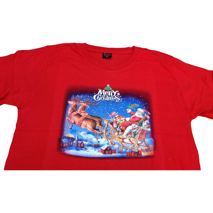 100% Cotton Adult Christmas T Shirt Xmas Top Santa Red White Party Costume - Red - S - Magdasmall