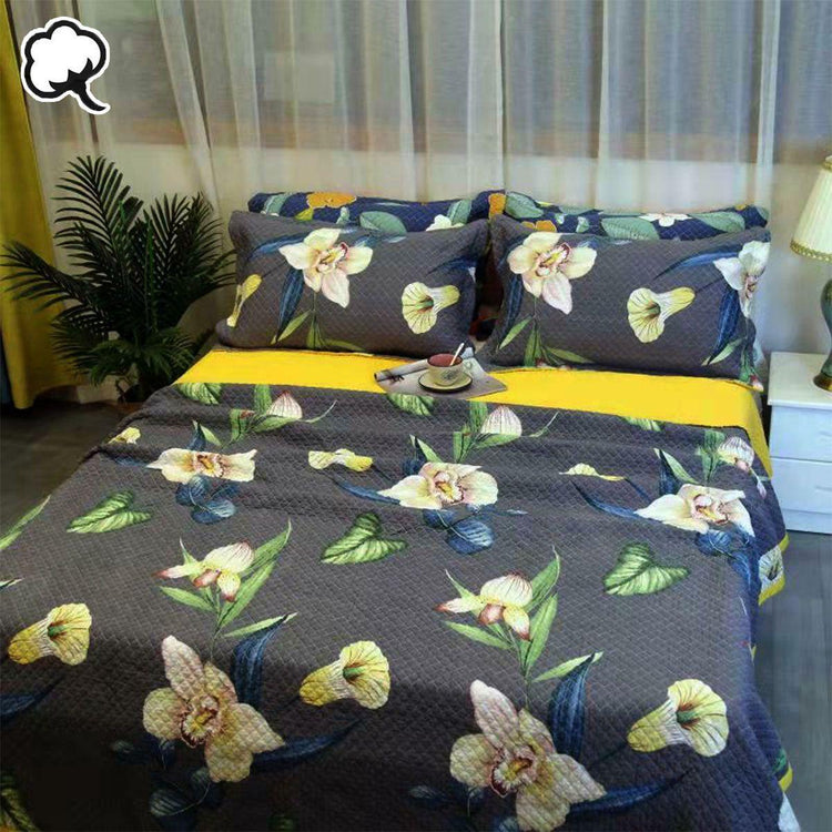 100% Cotton Coverlet Set Embroidered Orchid Queen - Magdasmall
