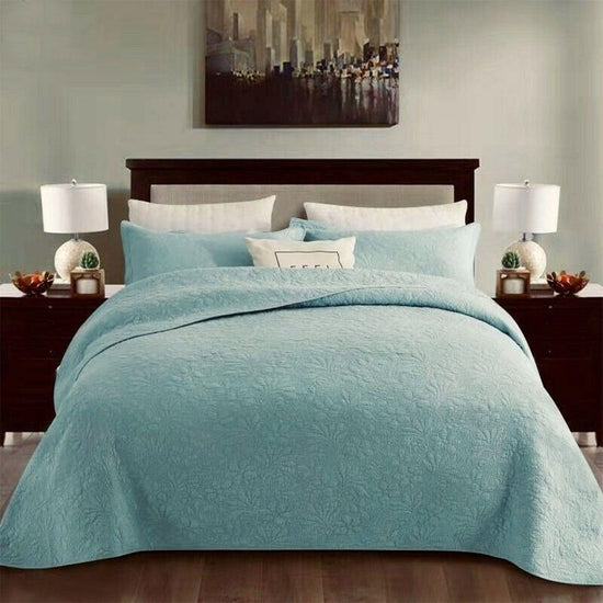 100% Cotton Coverlet Set Floral Turquoise Queen - Magdasmall