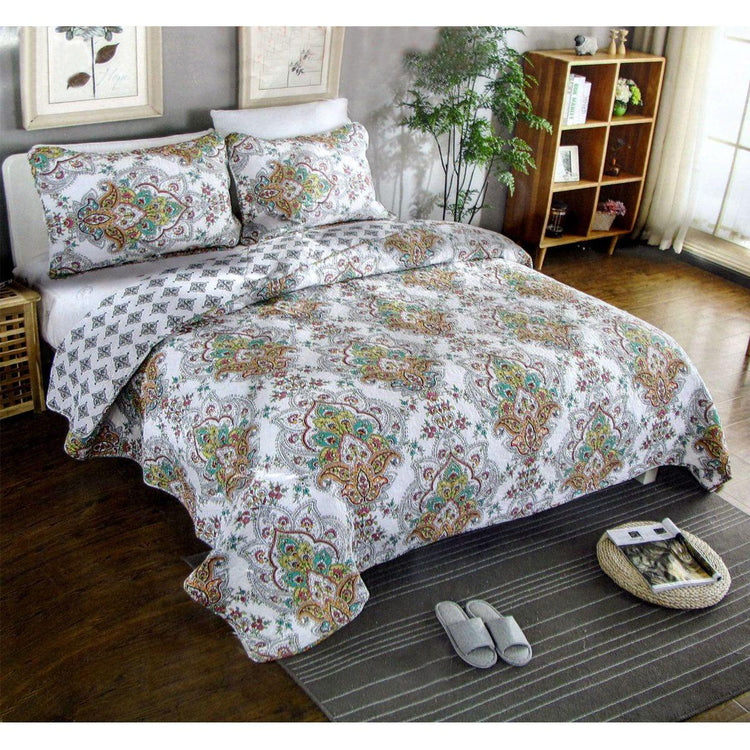 100% Cotton Lightly Quilted Coverlet Set Abigail Queen - Magdasmall