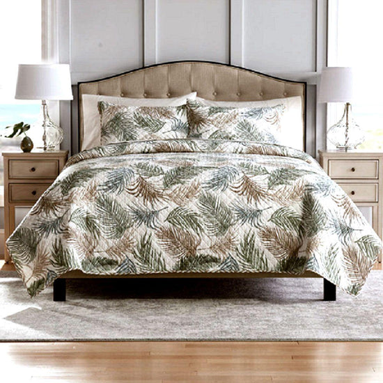 100% Cotton Lightly Quilted Coverlet Set Aurora Queen - Magdasmall