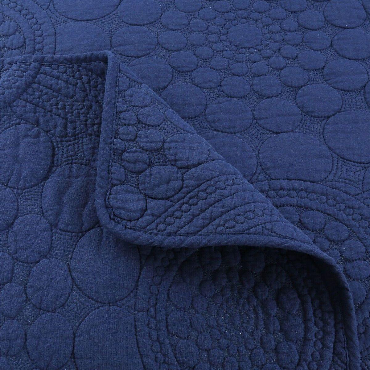 100% Cotton Lightly Quilted Coverlet Set Unity Navy Queen - Magdasmall