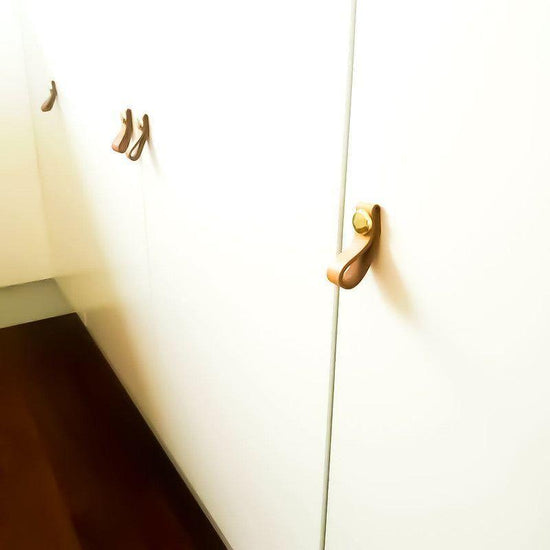 100% Genuine Leather Door Knob Cabinet Kitchen Drawer Handle Pull laundry gold - Magdasmall