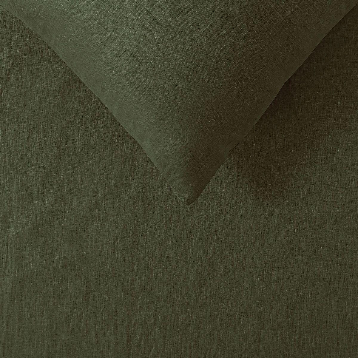 100% Linen Olive Quilt Cover Set Single - Magdasmall