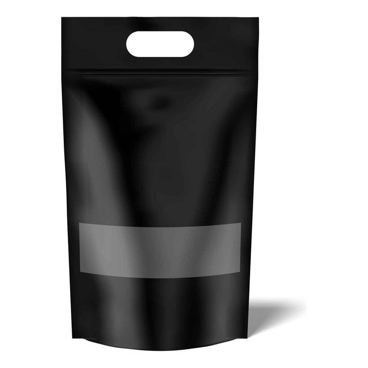 100 Resealable Black Stand Up Bags 44x29.5cm - Food Packaging Zip Handle Pouch - Magdasmall