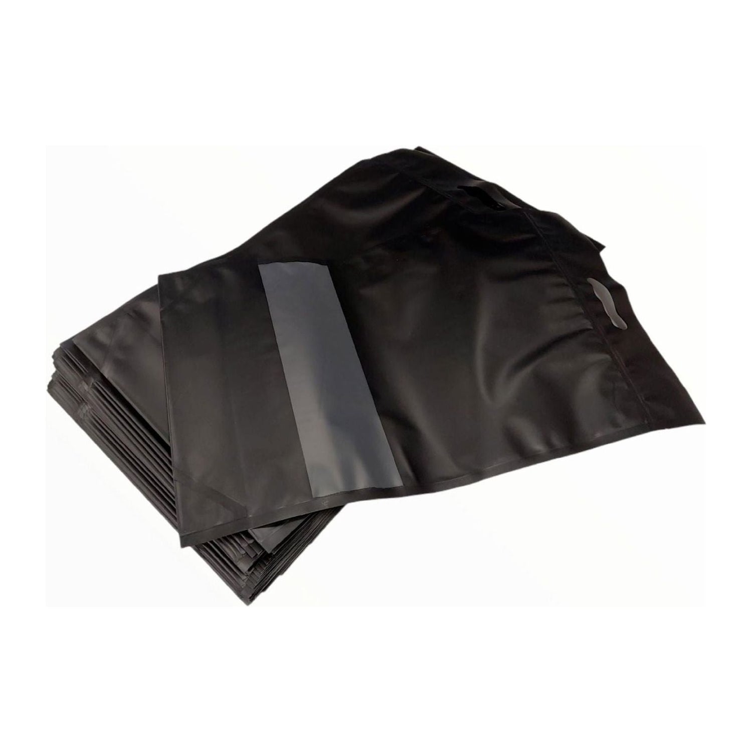 100 Resealable Black Stand Up Bags 44x29.5cm - Food Packaging Zip Handle Pouch - Magdasmall