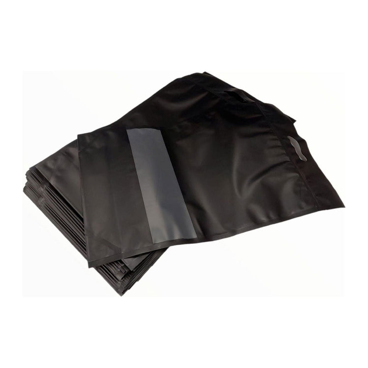 100 Resealable Black Stand Up Bags 44x29.5cm - Food Packaging Zip Handle Pouch - Magdasmall