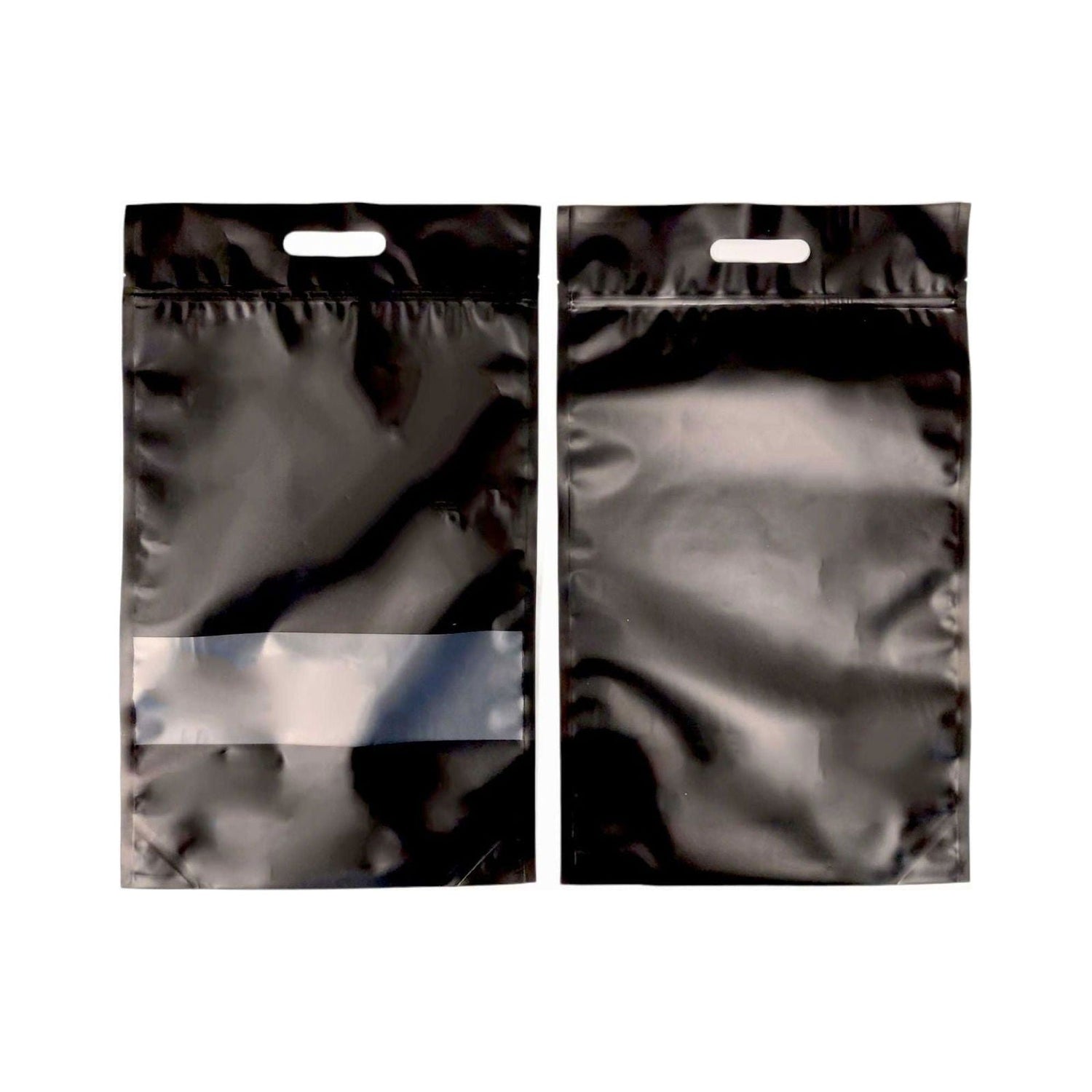 100 Resealable Black Stand Up Bags 44x29.5cm - Food Packaging Zip Handle Pouch - Magdasmall