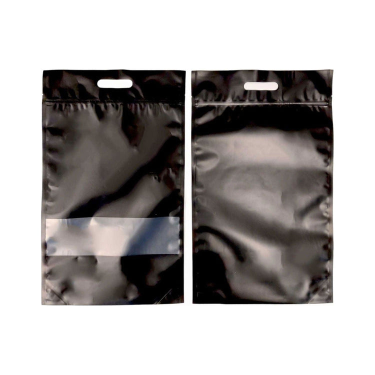 100 Resealable Black Stand Up Bags 44x29.5cm - Food Packaging Zip Handle Pouch - Magdasmall