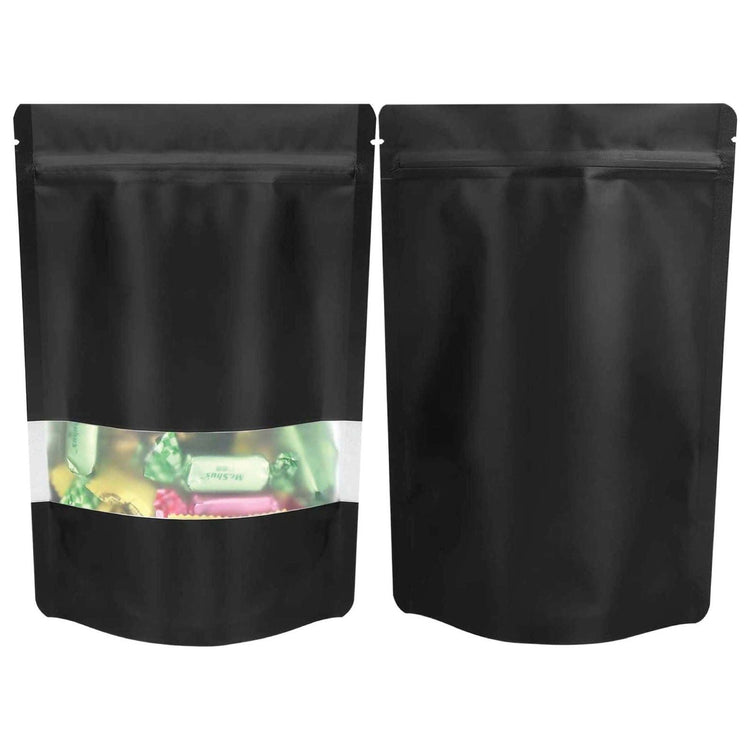 100 Resealable Stand Up Bags 21x17cm - Black Food Packaging Zip Pouch - Magdasmall