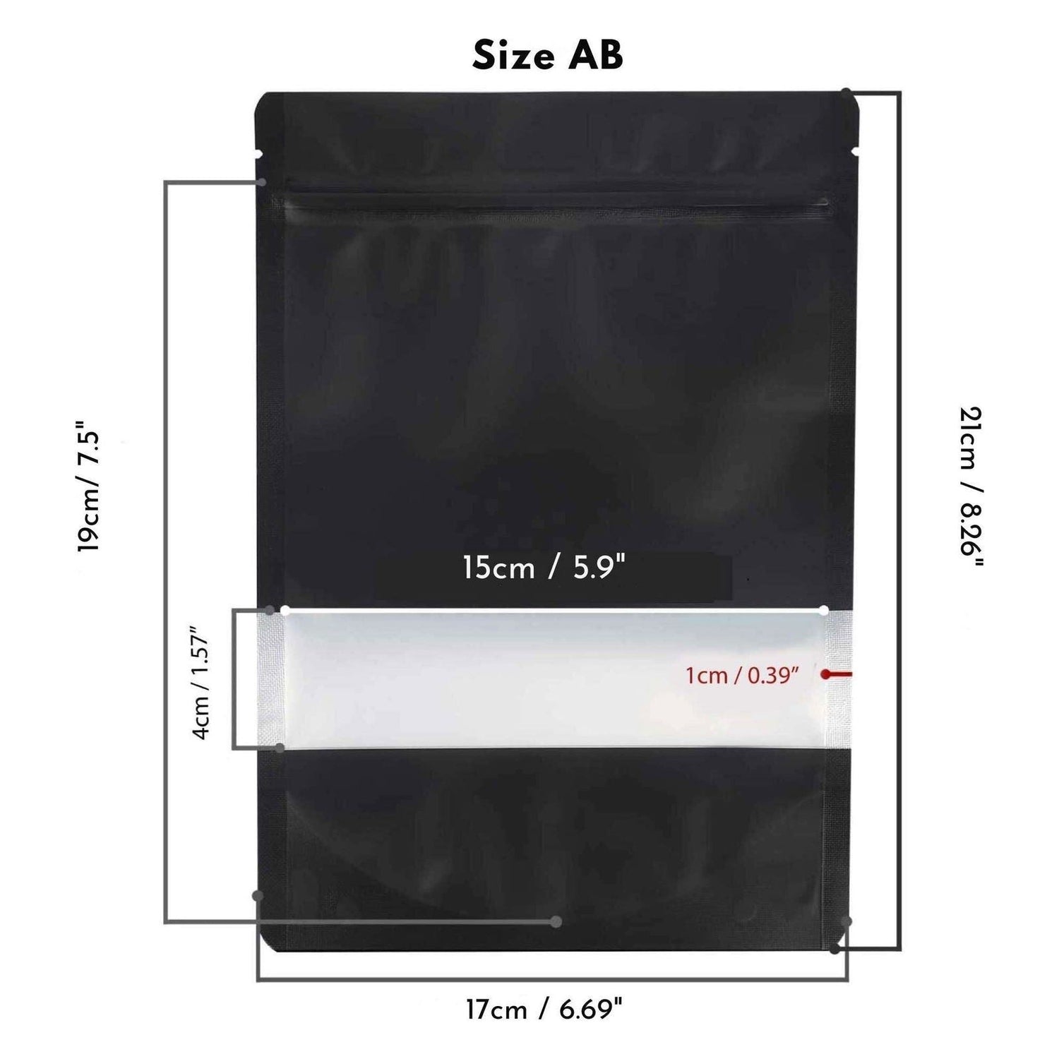 100 Resealable Stand Up Bags 21x17cm - Black Food Packaging Zip Pouch - Magdasmall