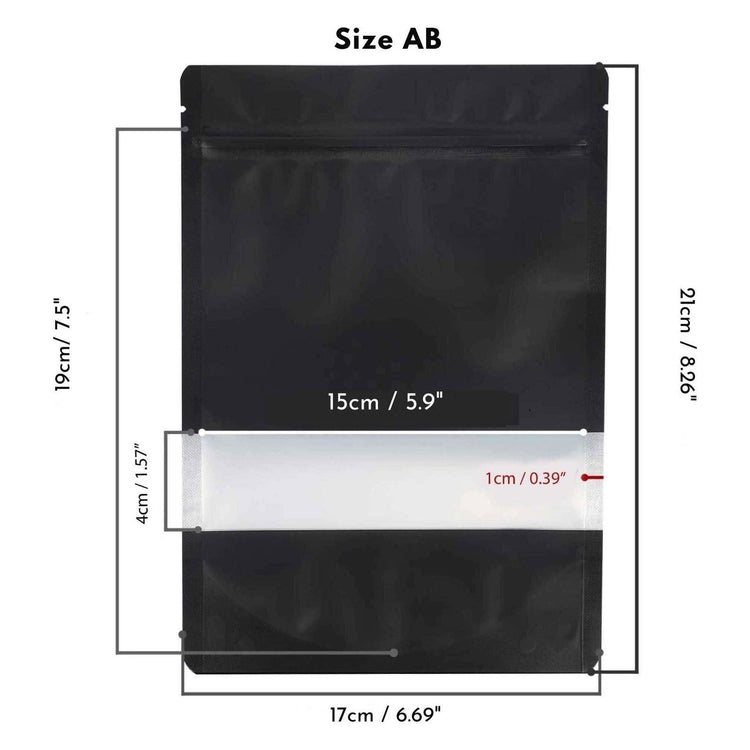 100 Resealable Stand Up Bags 21x17cm - Black Food Packaging Zip Pouch - Magdasmall