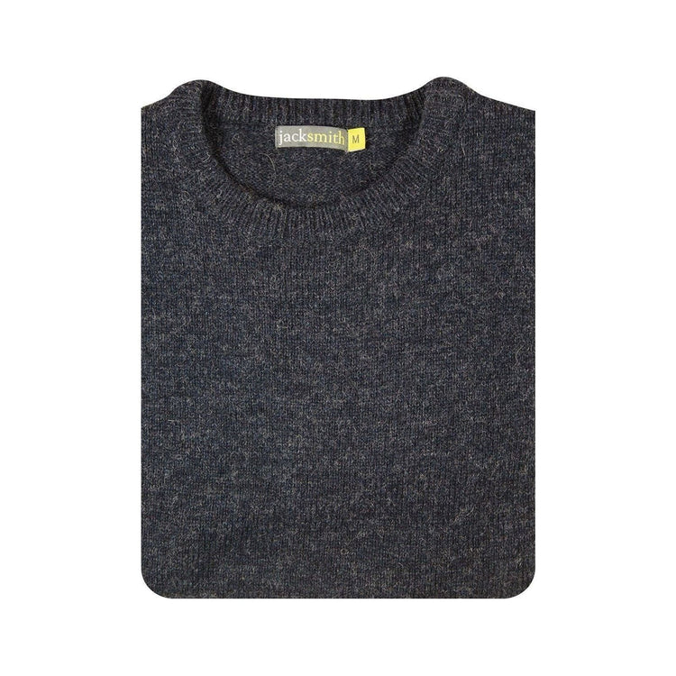 100% SHETLAND WOOL CREW Round Neck Knit JUMPER Pullover Mens Sweater Knitted - Navy (45) - 4XL - Magdasmall