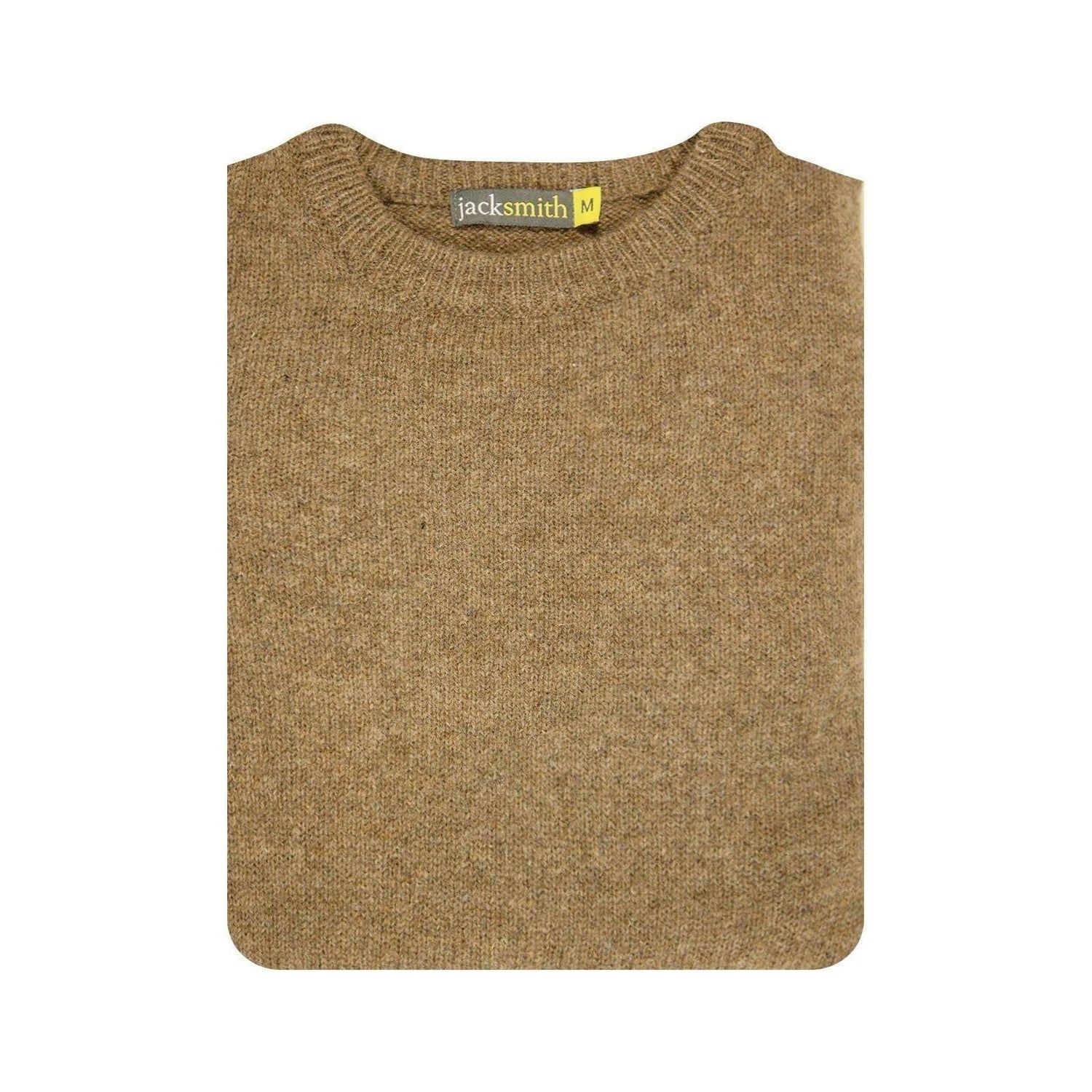 100% SHETLAND WOOL CREW Round Neck Knit JUMPER Pullover Mens Sweater Knitted - Nutmeg (23) - S - Magdasmall