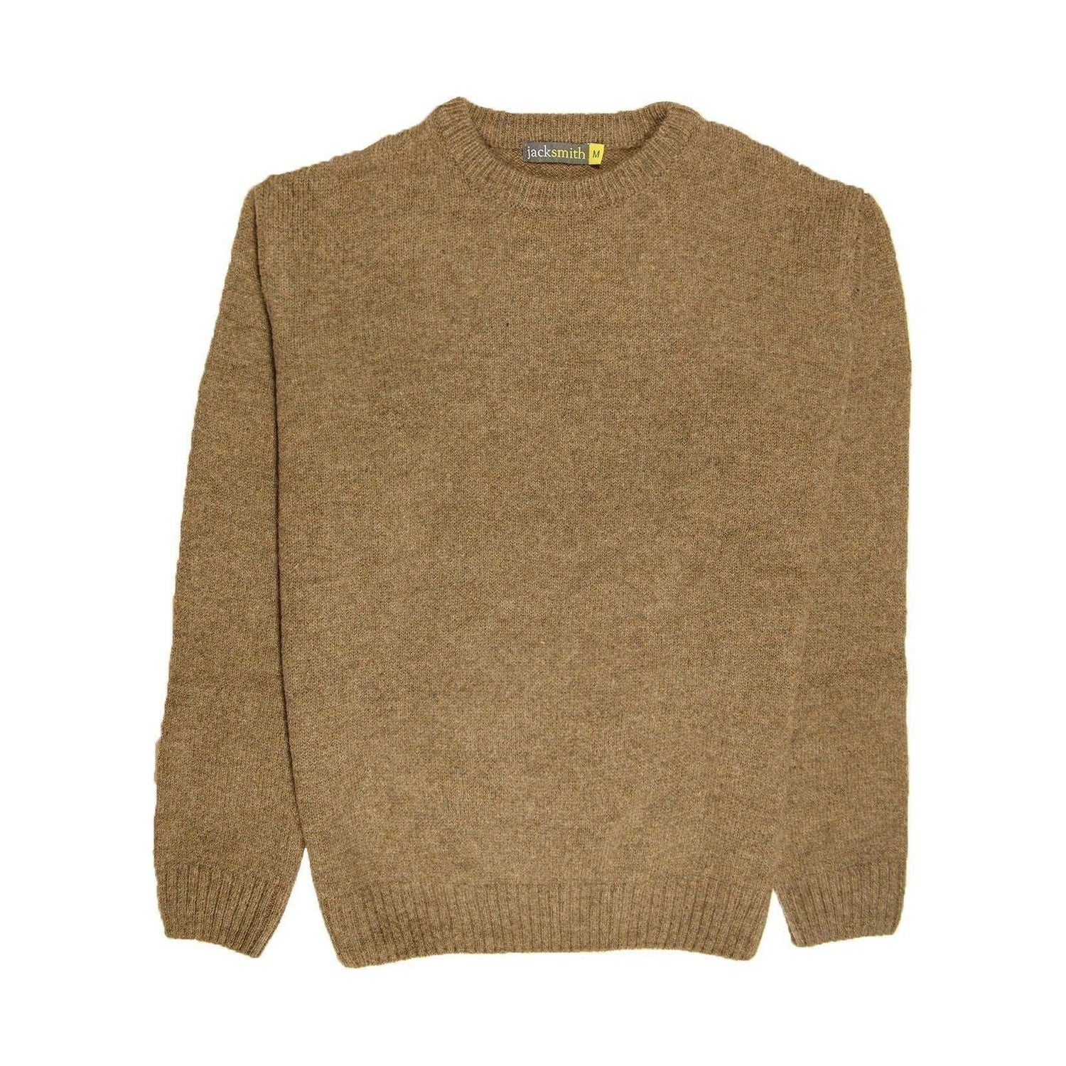 100% SHETLAND WOOL CREW Round Neck Knit JUMPER Pullover Mens Sweater Knitted - Nutmeg (23) - S - Magdasmall