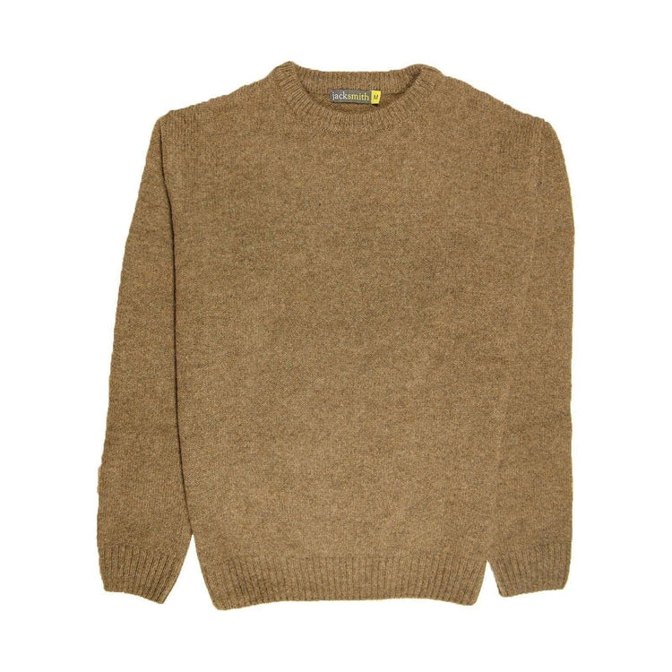 100% SHETLAND WOOL CREW Round Neck Knit JUMPER Pullover Mens Sweater Knitted - Nutmeg (23) - S - Magdasmall