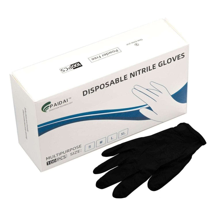 100x Nitrile Black Industrial Mechanic Tattoo Food Disposable Gloves Large - Magdasmall