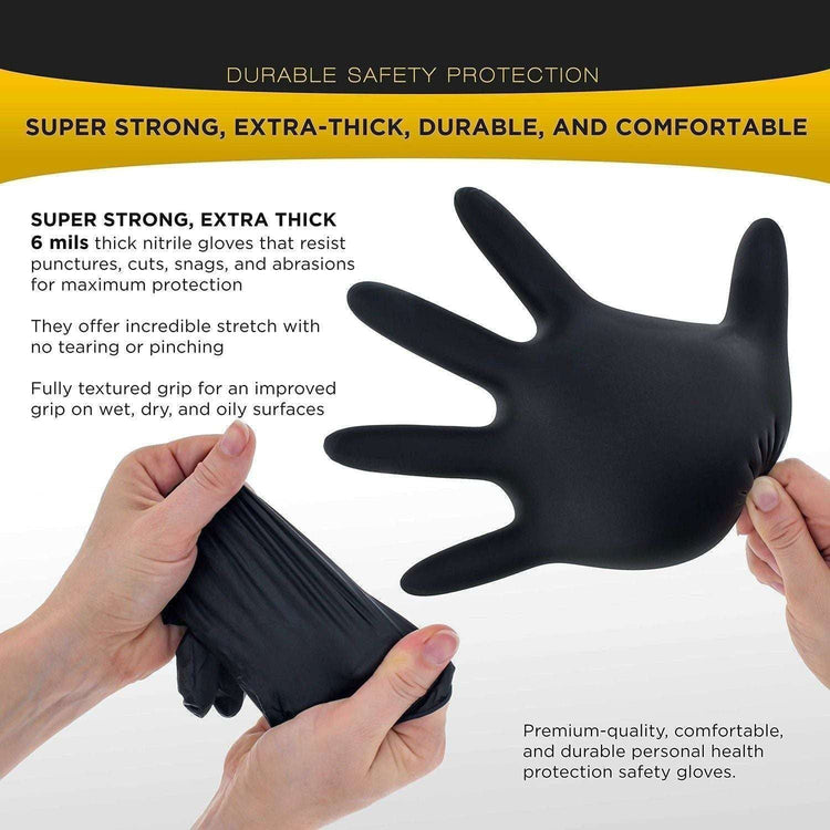 100x Nitrile Black Industrial Mechanic Tattoo Food Disposable Gloves Large - Magdasmall