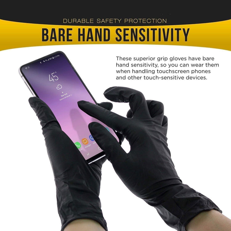 100x Nitrile Black Industrial Mechanic Tattoo Food Disposable Gloves Large - Magdasmall