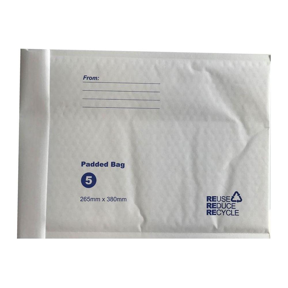 100x Tempest 265x380mm Bubble Mailers No.5 White Padded Eco Mail Bags Envelopes - Magdasmall