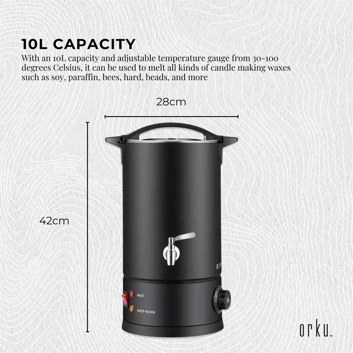 10L Candle Wax Heater Black With Tap - Soy Wax Melter Candle Making Pot - Magdasmall