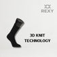10X Rexy 3D Seamless Crew Socks Medium Slim Breathable BLACK - Magdasmall