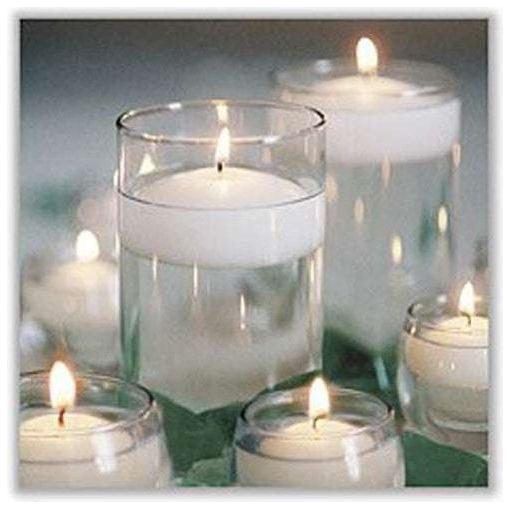 10 Pack of 6 Hour White Floating Candles - 5.8cm diameter - wedding party decoration - Magdasmall