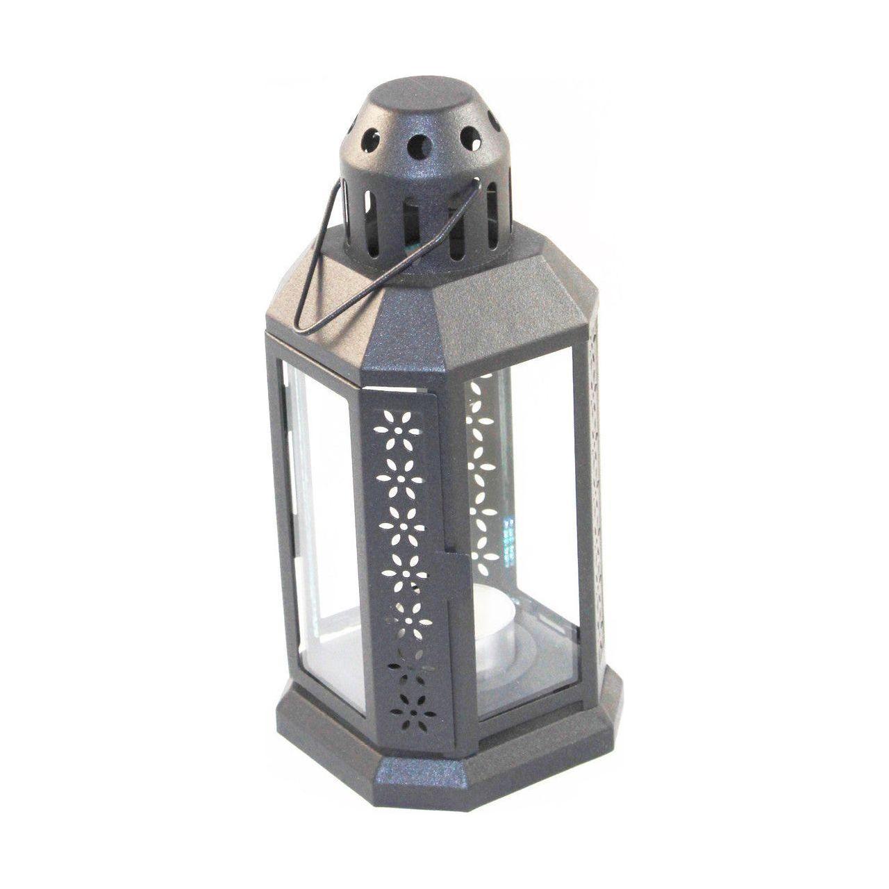 10 Pack of Dark Grey Metal Miners Lantern Summer Wedding Home Party Room Balconey Deck Decoration 21cm Tealight Candle - Magdasmall