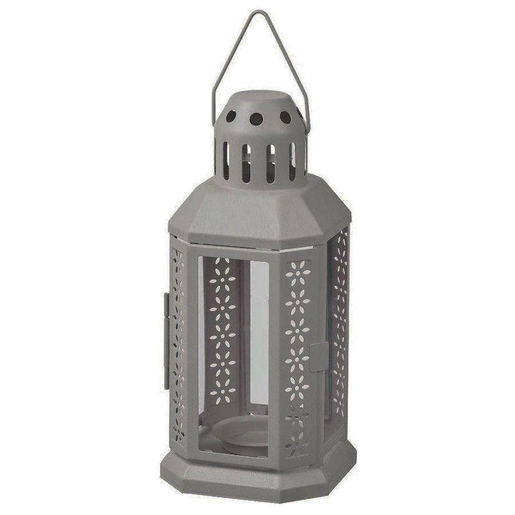 10 Pack of Dark Grey Metal Miners Lantern Summer Wedding Home Party Room Balconey Deck Decoration 21cm Tealight Candle - Magdasmall