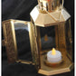 10 Pack of Gold Metal Miners Lantern Summer Xmas Wedding Home Party Room Balconey Deck Decoration 21cm Tealight Candle - Magdasmall