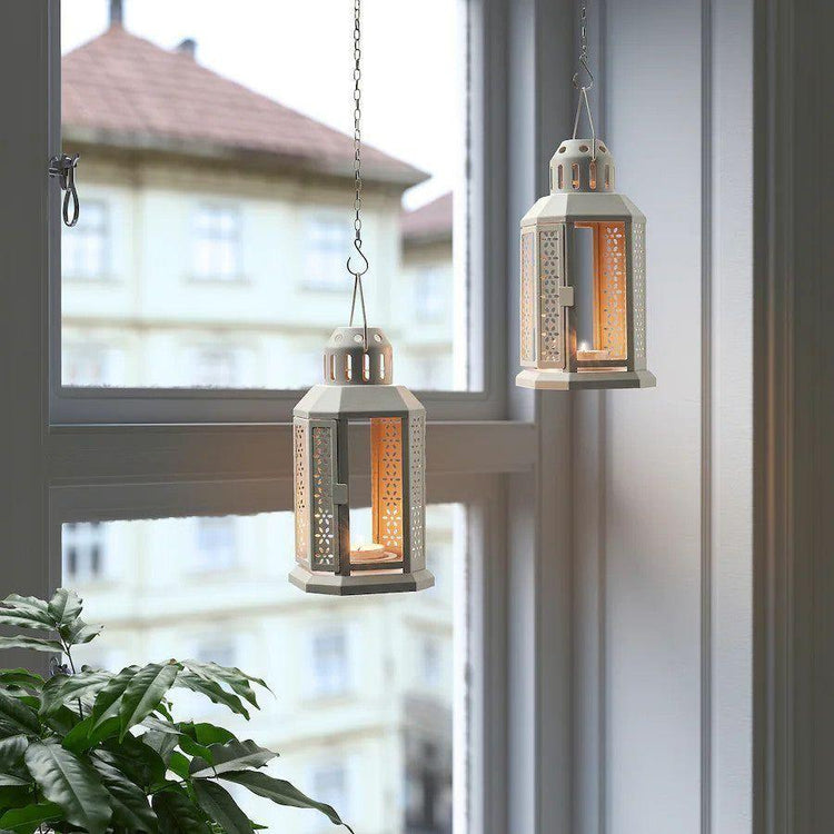10 Pack of Grey Metal Miners Lantern Summer Wedding Home Party Room Balconey Deck Decoration 21cm Tealight Candle - Magdasmall