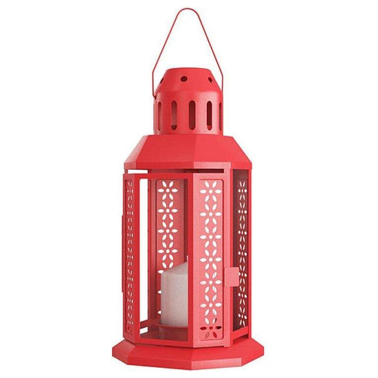 10 Pack of Red Metal Miners Lantern Summer Xmas Wedding Home Party Room Balconey Deck Decoration 21cm Tealight Candle - Magdasmall