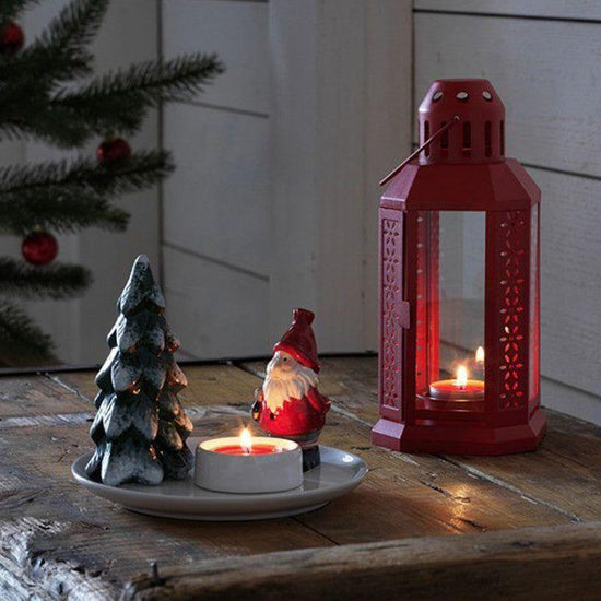 10 Pack of Red Metal Miners Lantern Summer Xmas Wedding Home Party Room Balconey Deck Decoration 21cm Tealight Candle - Magdasmall