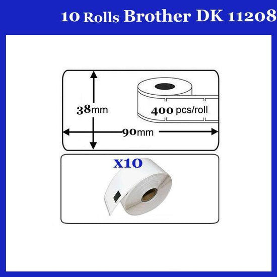 10 Rolls DK11208 DK 11208 For Brother Large Address Thermal LABELS 38x90mm - Magdasmall