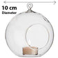 10 x Hanging Clear Glass Ball Tealight Candle Holder  - 10cm Diameter / High - Wedding Globe Decoration Terrarium Succulent Plant Mini Garden Holder Decor Craft Gift - Magdasmall