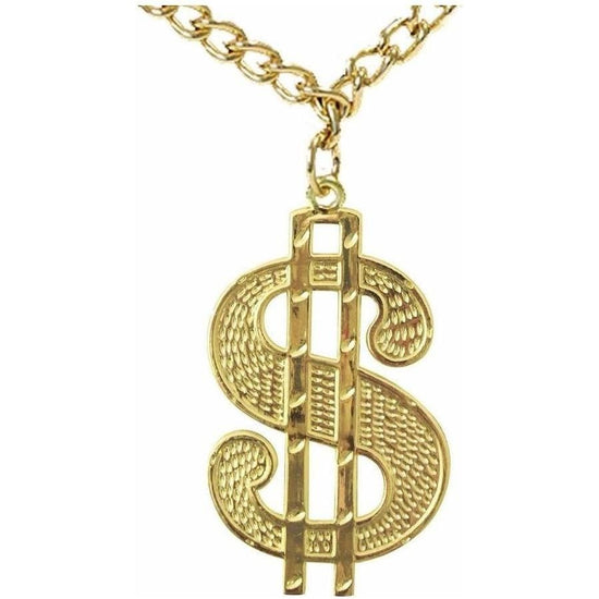10cm Big Daddy Gold Chain Chunky Necklace Rapper 90s Hip Hop Fake $ Dollar Sign - Magdasmall