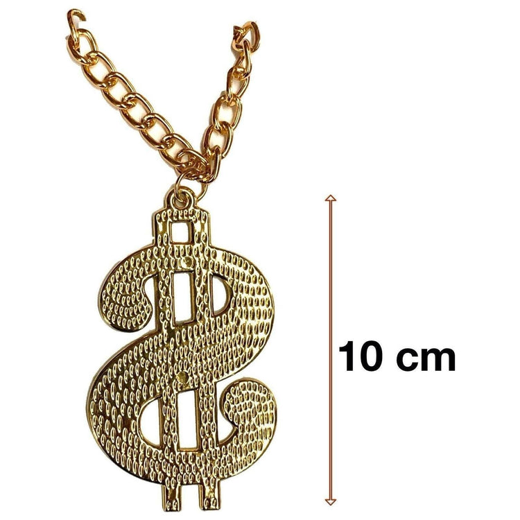 10cm Big Daddy Gold Chain Chunky Necklace Rapper 90s Hip Hop Fake $ Dollar Sign - Magdasmall