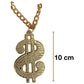10cm Big Daddy Gold Chain Chunky Necklace Rapper 90s Hip Hop Fake $ Dollar Sign - Magdasmall