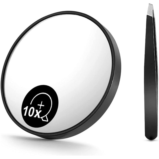 10X Magnifying Mirror and Eyebrow Tweezers Kit for Travel - Magdasmall