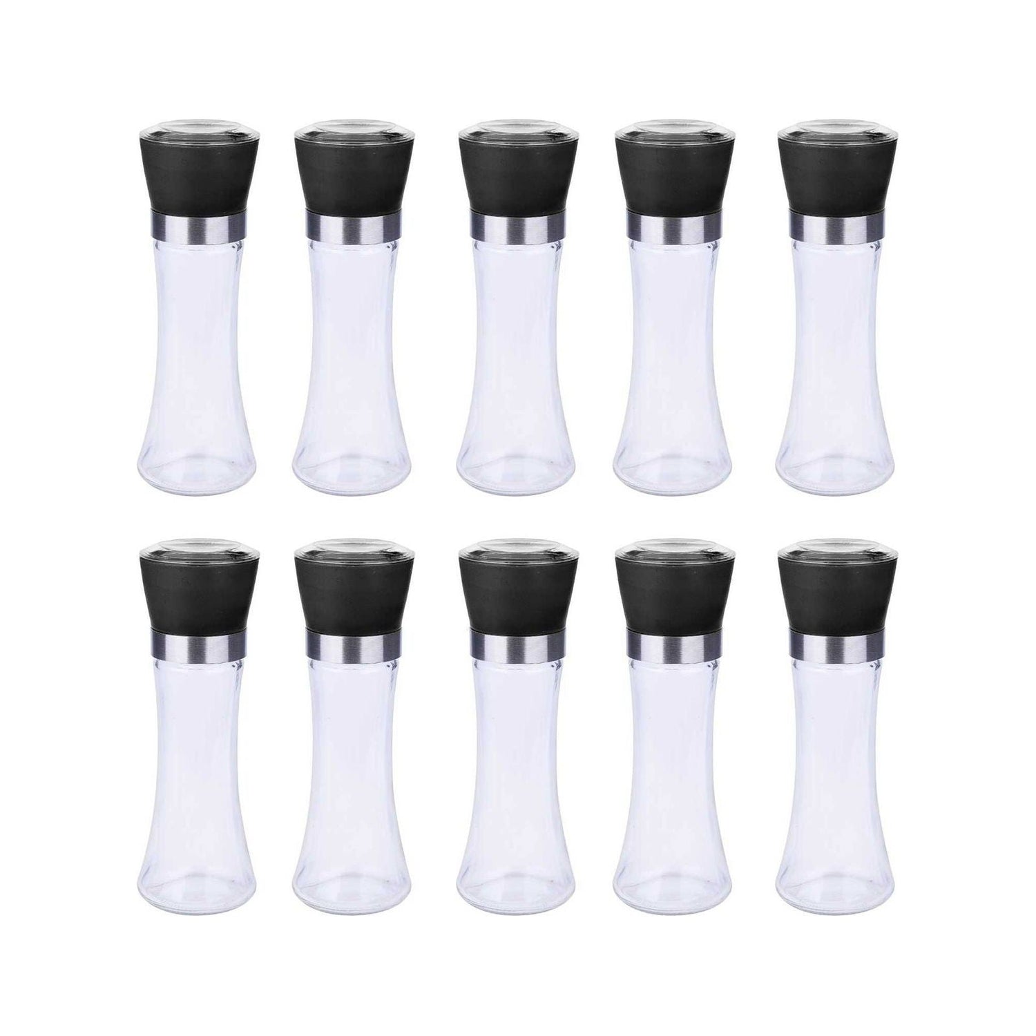 10x 180ml Glass Salt or Pepper Grinder 18cm - Adjustable Ceramic Core Tall Mill - Magdasmall