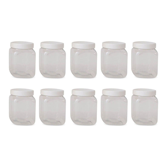 10x 250g Plastic Honey Jars + Lids - Square Clear Food Grade Packaging Containers - Magdasmall