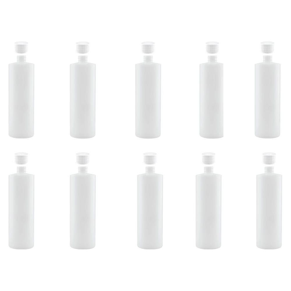 10x 500ml Clear HDPE Round Bottle + 28/410 Caps - Empty Plastic Food Storage - Magdasmall