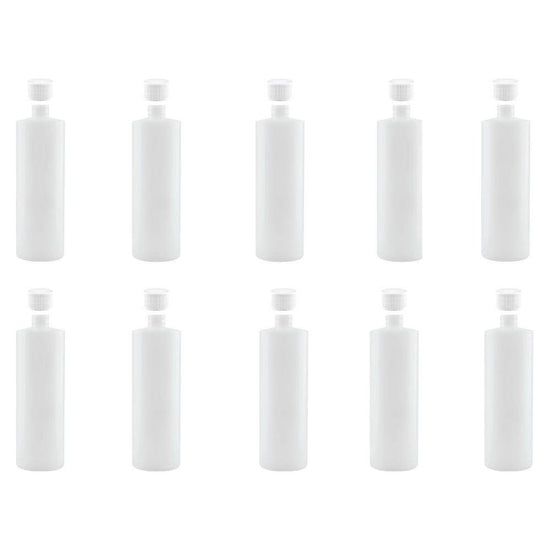 10x 500ml Clear HDPE Round Bottle + 28/410 Caps - Empty Plastic Food Storage - Magdasmall