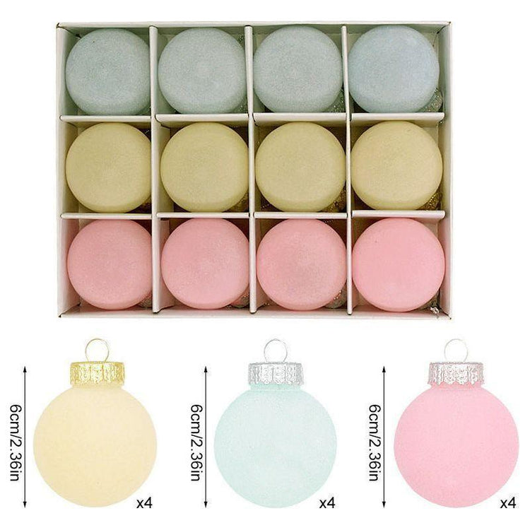 12-Piece Velvet Christmas Ornament Set - Classic Blue, Pink, and Yellow Baubles for Holiday Tree Decoration (6cm) - Magdasmall
