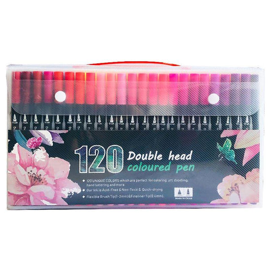 120-Color Dual-Head Brush and Fine Tip Marker Set - Vibrant Colors for Art and Craft Projects - Magdasmall