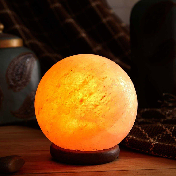 12V 12W 6.5" Ball Himalayan Pink Salt Lamp Carved Rock Crystal Light Bulb On/Off - Magdasmall