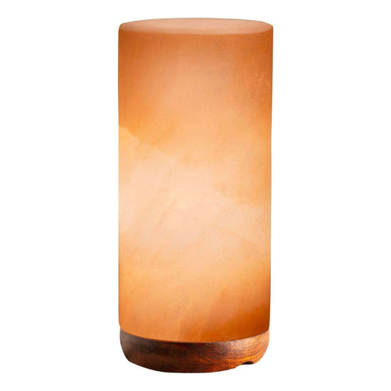 12V 12W Cylinder Himalayan Pink Salt Lamp Carved Rock Crystal Light Bulb On/Off - Magdasmall