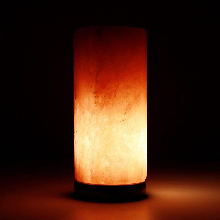 12V 12W Cylinder Himalayan Pink Salt Lamp Carved Rock Crystal Light Bulb On/Off - Magdasmall